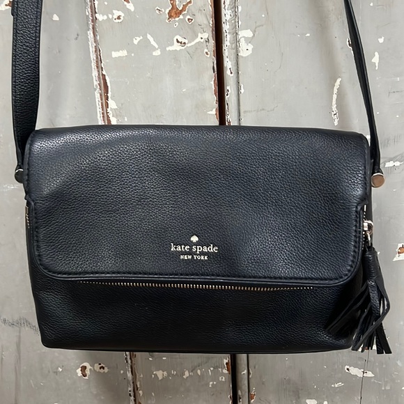 Kate Spade black leather crossbody - Picture 1 of 9